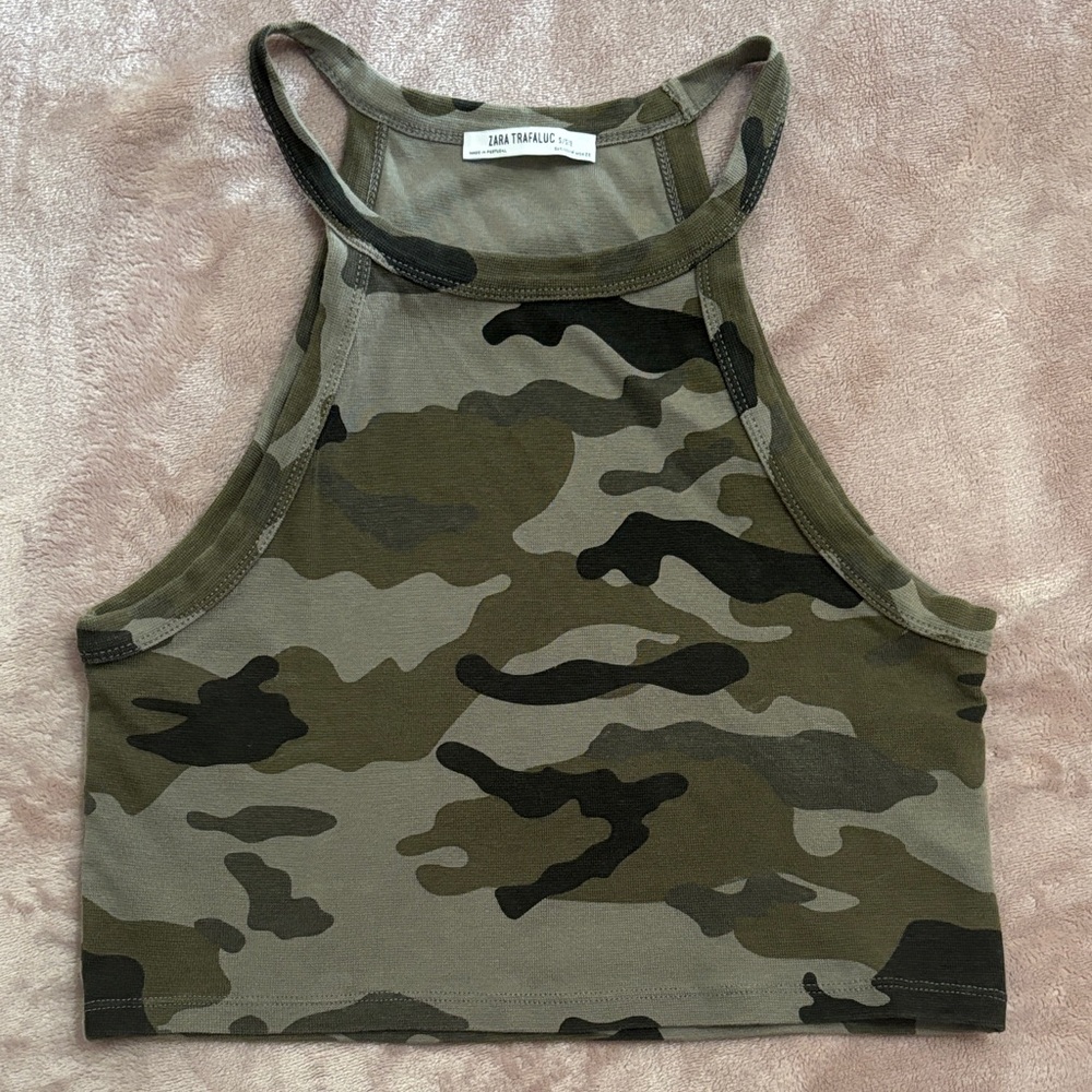 Zara Camouflage Racerback Crop Top